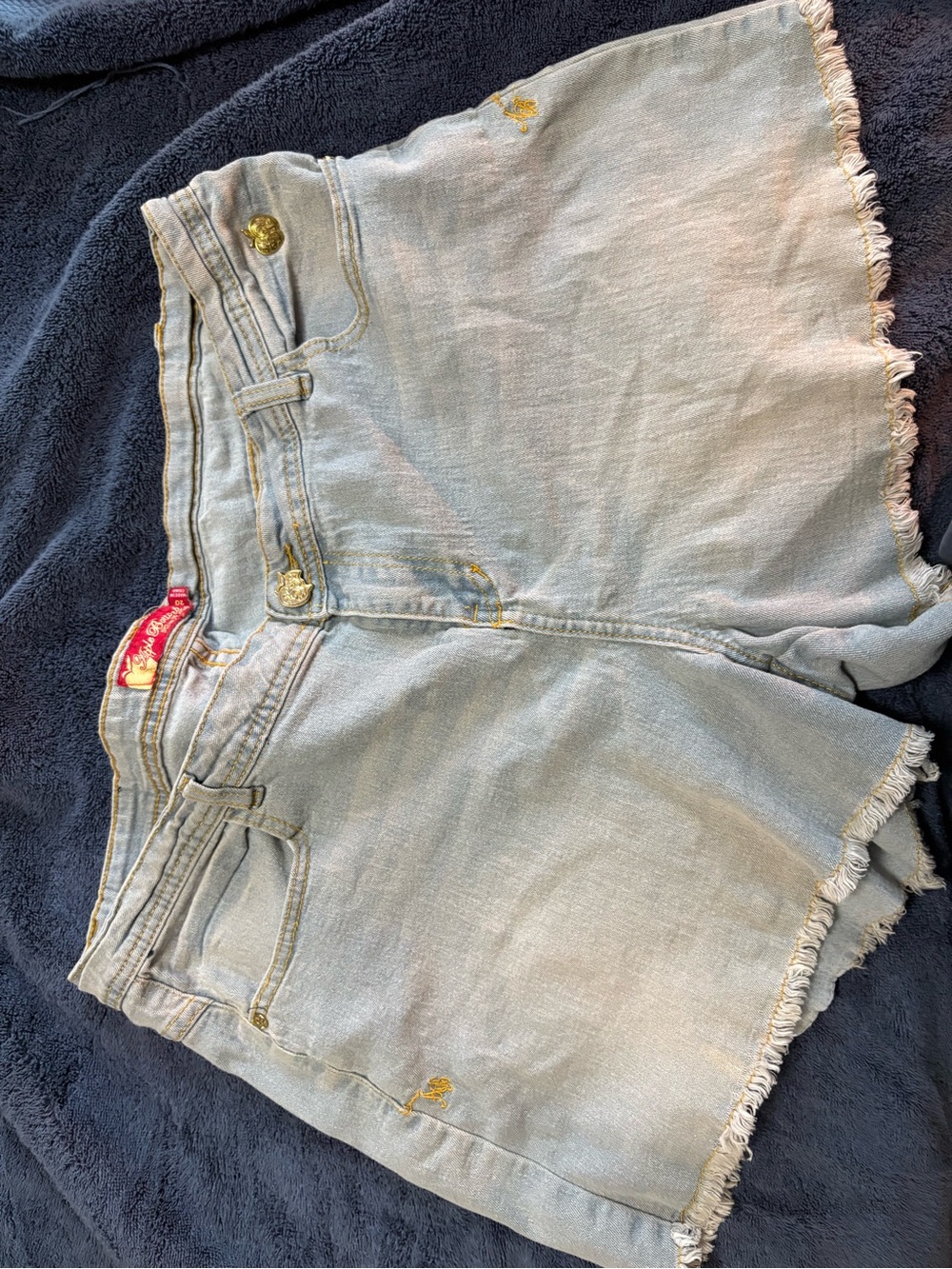 Apple Bottoms Light Blue Denim Frayed Hem Shorts